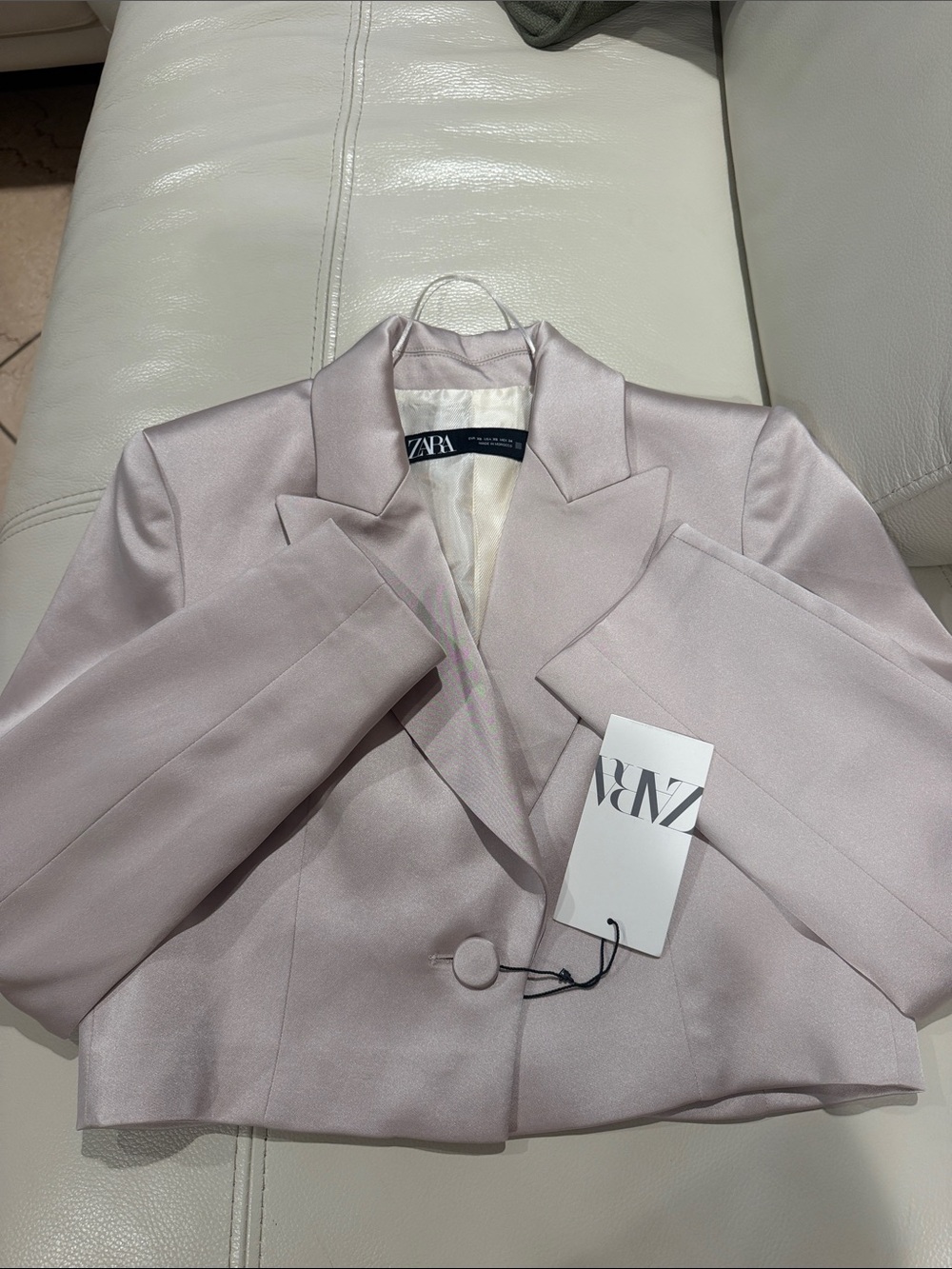 Zara Women's Satin Blazer in Soft Mauve